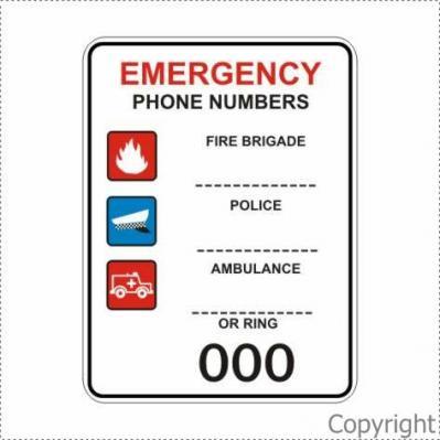 emergency contact sign